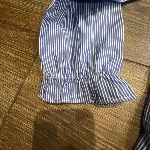 Vineyard Vines Girls Striped Ruffle Top New With Tags Blue/White Stripe Sz L - Picture 5 of 10